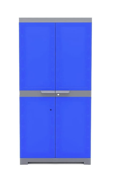 Nemi Agency Freedom Mini Medium Plastic Storage Cabinet Blue and Grey with 2 Doors - Image 2